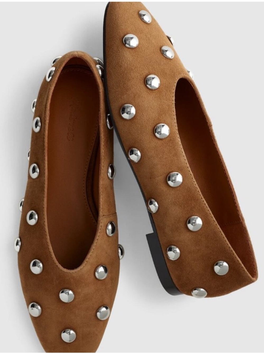 Madewell Brown Studded Suede Ballet Flats